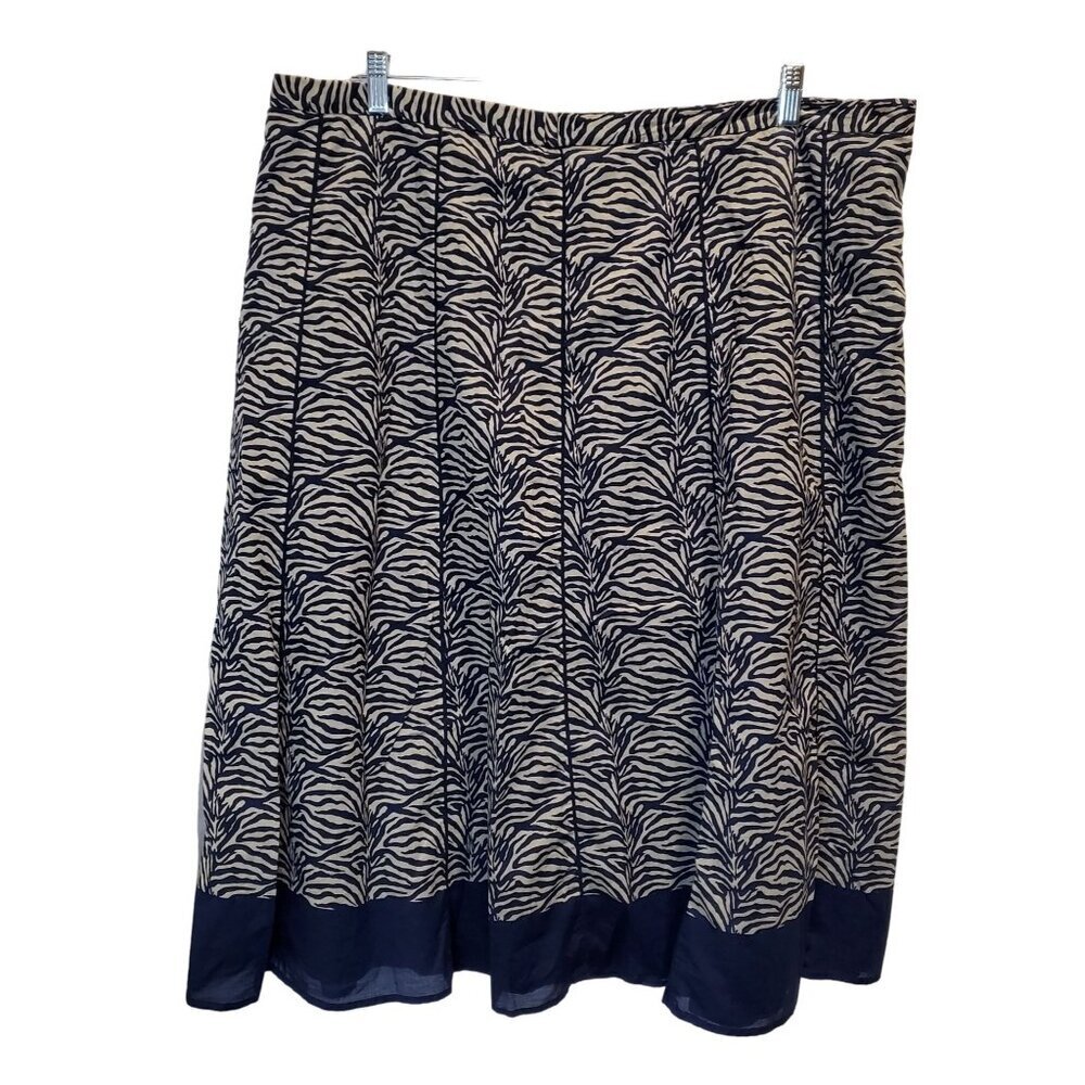 Coldwater Creek Navy Zebra Midi Skirt Women's Size 2X